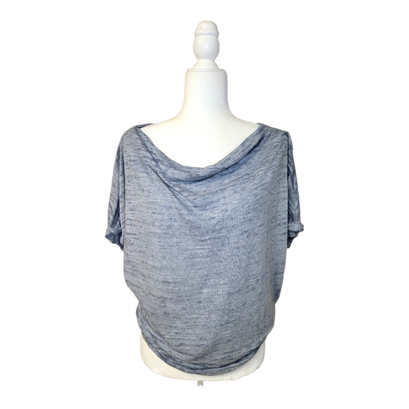We the Free Cowl Neck Heather Knit Top Half Sleeves Blue/Gray Size Large - Picture 2 of 10